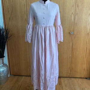 SHEIN Scalloped Eyelet Bell Sleeve Maxi Dress